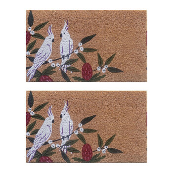 2PK Solemate PVC-Coir Cockatoo Bush 45x75cm Outdoor Doormat 