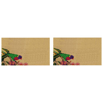 2PK Solemate PVC Backed Coconut Coir Lorikeet Bird Doormat 45x75cm