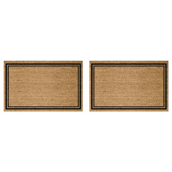 2PK Solemate PVC Backed Coconut Coir Thin Double Borders Doormat 45x75cm