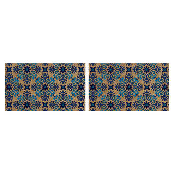 2PK Solemate PVC Backed Coconut Coir Mosaic Doormat 45x75cm