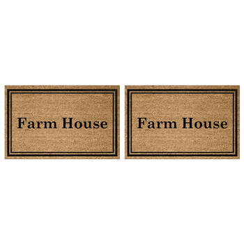 2PK Solemate PVC Backed Coconut Coir Farm House Text Doormat 45x75cm