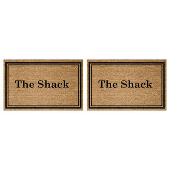 2PK Solemate PVC Backed Coconut Coir The Shack Text Doormat 45x75cm