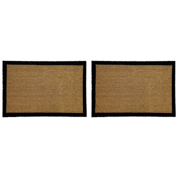 2PK Solemate PVC Backed Coconut Coir Black Border Doormat 45x75cm