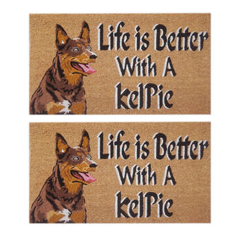 2PK Solemate Life is Better With A Kelpie Coil Backed Dog Lover Doormat 45x75cm