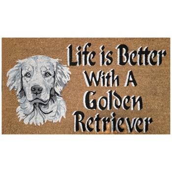 Solemate Life is Better With A Golden Retriever Dog Coil Backed Doormat 45x75cm