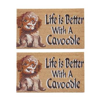 2PK Solemate Life is Better With A Cavoodle Coil Backed Dog Doormat 45x75cm