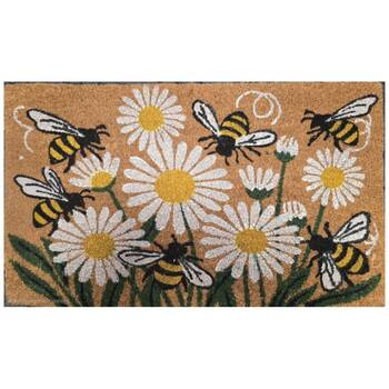 Solemate Coir Back White Daisy Flower Bunch Doormat Welcome Mat 45x75cm