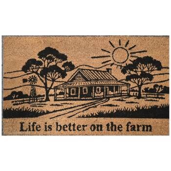 Solemate Coir Back Life is Better On The Farm Country House Doormat 45x75cm