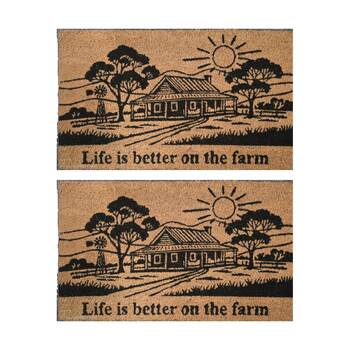 2PK Solemate Coir Back Life is Better On The Farm Country House Doormat 45x75cm