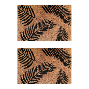 2PK Solemate Latex Backed Coir Fern 40x60cm Stylish Durable Front Doormat