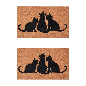 2PK Solemate Latex Backed Coir Cats 40x60cm Stylish Durable Front Doormat