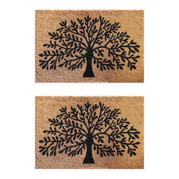 2PK Solemate Latex Bk Tree of Life 40x60cm Stylish Durable Front Doormat