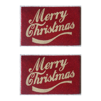 2PK Solemate Latex B Merry Christmas 40x60cm Stylish Durable Front Doormat