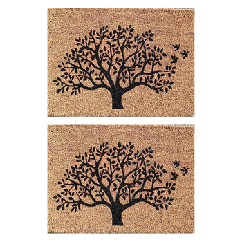 2PK Solemate Latex Coir Tree 40x55cm Stylish Durable Front Doormat