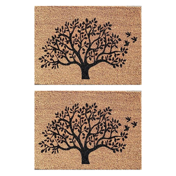 2PK Solemate PVC Coir Tree 40x55cm Stylish Durable Front Doormat