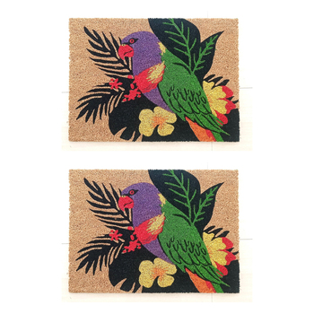 2PK Solemate PVC Coir Lorikeet 40x55cm Stylish Durable Front Doormat