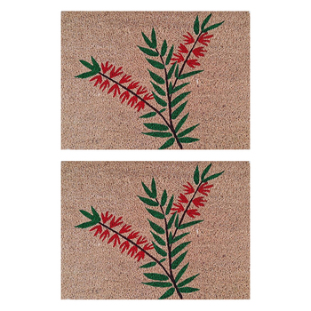2PK Solemate PVC Coir Bottle Brush 40x55cm Stylish Durable Front Doormat