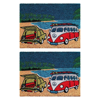2PK Solemate PVC Coir VW''s Beach 40x55cm Stylish Durable Front Doormat