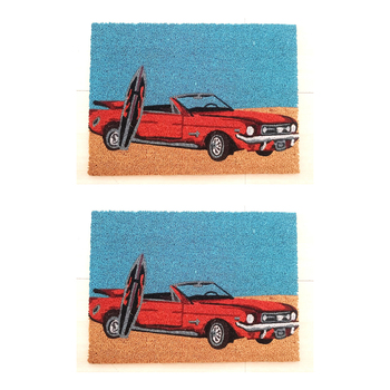 2PK Solemate PVC Coir Mustang 40x55cm Stylish Durable Front Doormat