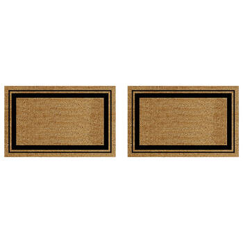 2PK Solemate PVC Backed Coconut Coir Fat Border Doormat 58x89cm