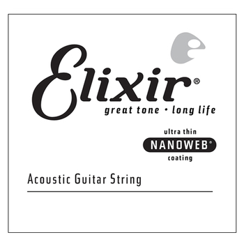Elixir #15122 Acoustic Nanoweb Guitar 0.022 Single String 80/20 Bronze