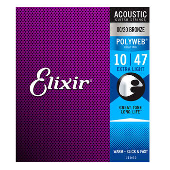 Elixir #11000 Acoustic Polyweb Guitar Strings 80/20 Bronze 10-47 Extra Light