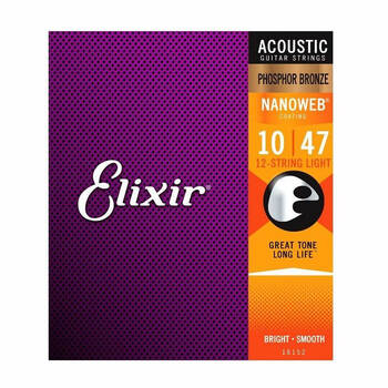 Elixir #16152 Acoustic Nano Phosphor Bronze 12 Guitar String 10-47 Light