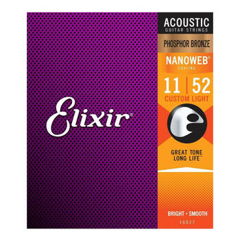 Elixir #16027 Acoustic Nanoweb Phosphor Bronze String 11-52 Custom Light