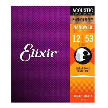 Elixir #16052 Acoustic Nanoweb Phosphor Bronze String 12-53 Light