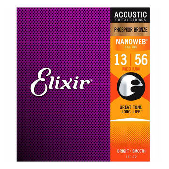 Elixir #16102 Acoustic Nano Phosphor Bronze Guitar String 12-56 Light
