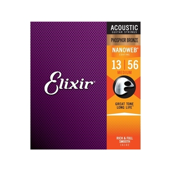 Elixir #16102 Acoustic Nano Phosphor Bronze Guitar String 12-56 Light