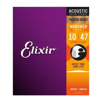Elixir #16002 Acoustic Nanoweb String Phosphor Bronze 10-47 Extra Light