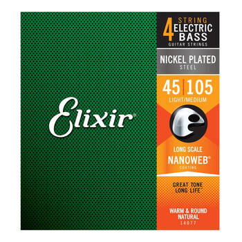 Elixir #14077 Bass Nano Coating 4 String Steel 45-105 Light Medium