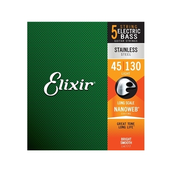 Elixir #14777 Bass Guitar 5 String Nanoweb Stainless Steel 45-130 Medium