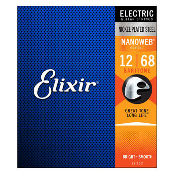 Elixir #12302 Electric Guitar Strings Nanoweb 12-68 Baritone