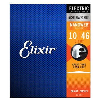 Elixir #12052 Electric Guitar Strings Nanoweb Steel 10-46 Light