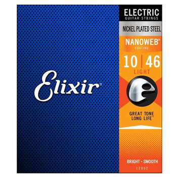 Elixir #12052 Electric Guitar Strings Nanoweb Steel 10-46 Light