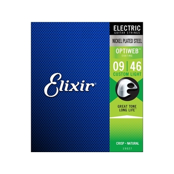 Elixir #19027 Electric Guitar Strings Optiweb Steel 9-46 Custom Light