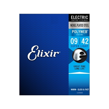 Elixir #12000 Electric Guitar Strings Poly Steel 9-42 Super Light