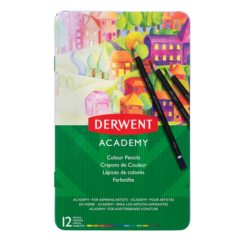 Derwent Academy Art Craft Hexagonal Colour Pencil Tin 12pc