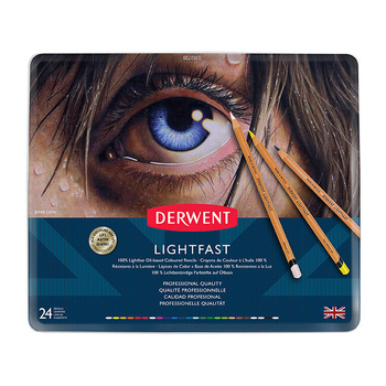 24PK Derwent Lightfast Drawing/Colouring Oil-Based Coloured Pencil w/ Tin