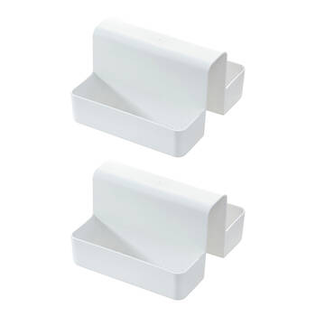 2PK iDesign Classic Plastic Sink Saddle w/ 2-Compartments - White