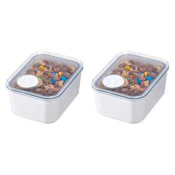 2PK iDesign Crisp Plastic Pouring Food Canister w/ Airtight Lid White - Small