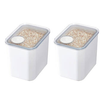 2PK iDesign Crisp Plastic Pouring Food Canister w/ Airtight Lid White - Medium