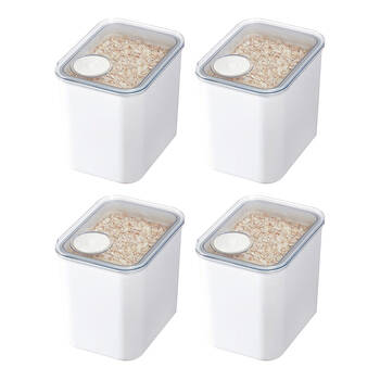 4PK iDesign Crisp Plastic Pouring Food Canister w/ Airtight Lid White - Medium