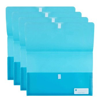 4PK Marbig Polypick Translucent Foolscap Document Wallet - Marine