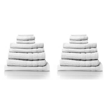 2x 8pc Royal Comfort Eden Egyptian Cotton Towel Pack - White