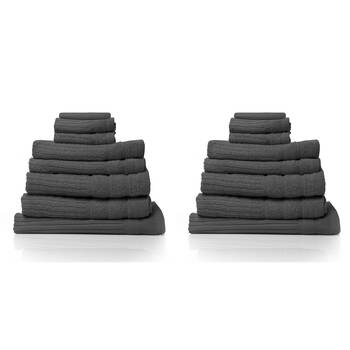 2x 8pc Royal Comfort Eden Egyptian Cotton Towel Pack - Granite