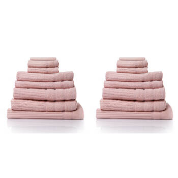 2x 8pc Royal Comfort Eden Egyptian Cotton Towel Pack - Blush