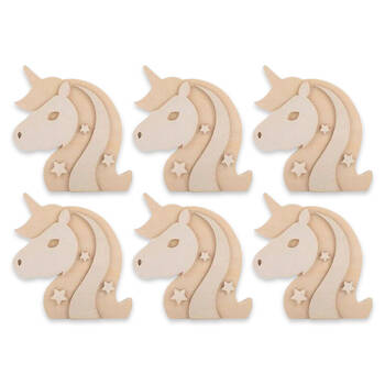 6PK Kaleidoscope Paint Your Own Wooden Unicorn Kids/Children Art Craft